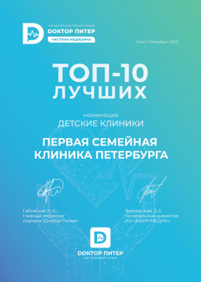 ТОП-10 лучших в Номинации "Детские клиники" 2022